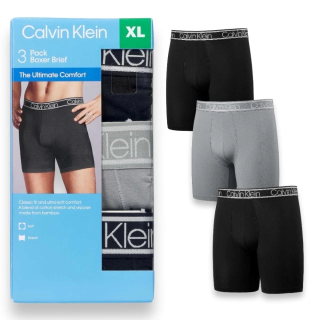 Calvin Klein 凱文克萊 3件組 CK 天絲彈性透氣款 萊卡 男款 四角內褲(CK內褲 CK男生內褲)