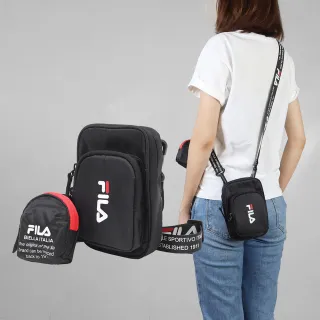 【FILA】側背小包 Shoulder Bag 黑 斜背 附零錢包 斐樂(BMY9008BK)