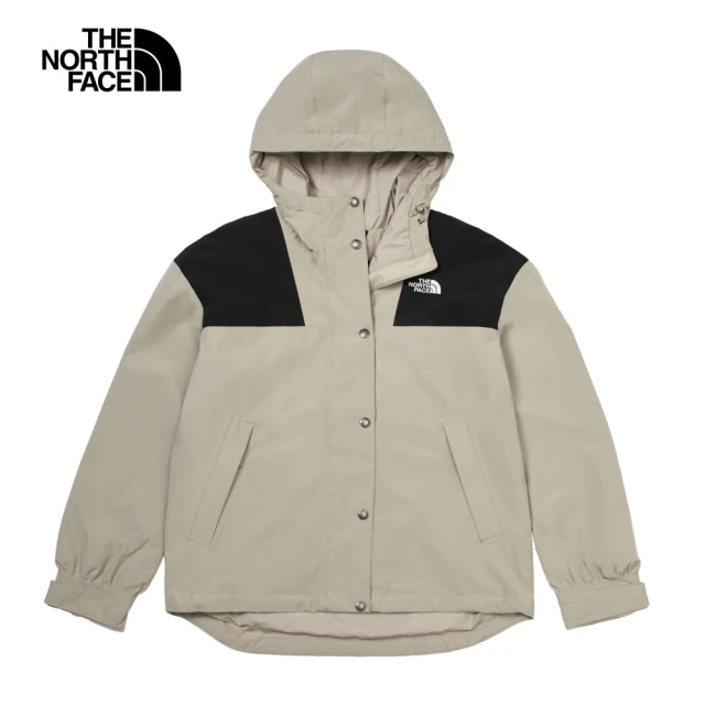 The North Face 北面女款灰色防水透氣連帽衝鋒衣｜7QSI5IF