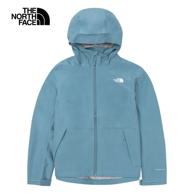 The North Face 北面女款藍色防水透氣防潑水可打包連帽衝鋒衣｜8AP21OM