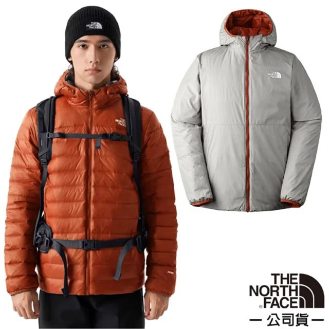 The North Face 男 防潑水保暖兩面穿連帽羽絨外套/DWR防潑水(83OM-OWX 棕/灰)