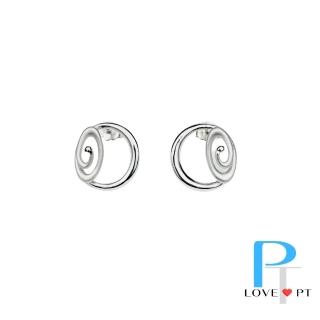 【LOVE PT】雙圓印 白金耳環 母親節禮物(PT950 鉑金耳環 B018)