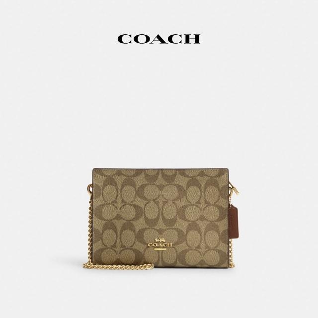 【COACH蔻馳官方直營】經典Logo纖巧型斜背手袋-IM/卡其色/馬鞍棕色2(CR239)