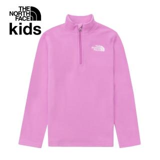 【The North Face 官方旗艦】北面兒童粉色舒適保暖立領抓絨外套｜8AZM1I8