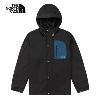 【The North Face 官方旗艦】北面男款黑色DryVent防水透氣連帽衝鋒衣｜89YT7OW(外套)