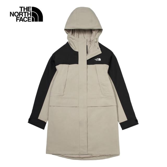 【The North Face 官方旗艦】北面女款灰色DryVent防水透氣連帽衝鋒衣｜87W35IF(外套)