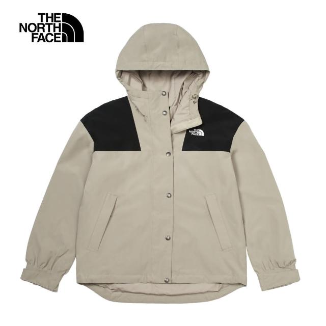 【The North Face 官方旗艦】北面女款灰色DryVent防水透氣連帽衝鋒衣｜7QSI5IF(外套)