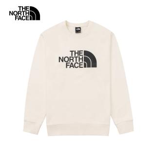 【The North Face 官方旗艦】北面男款米白色品牌LOGO印花長袖大學T｜8AT7QLI