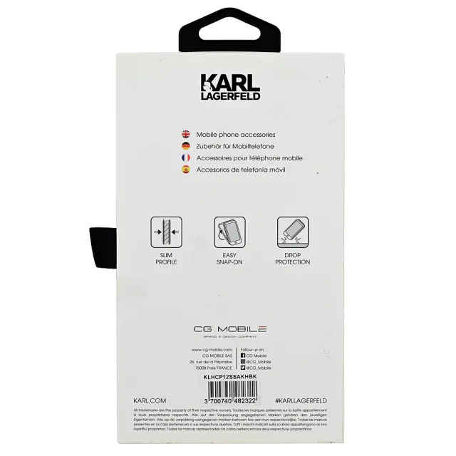 【KARL LAGERFELD 卡爾】老佛爺 Iphone12 立體公仔LOGO手機套(黑 5.4吋)