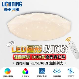【聚美照明】LED星鑽吸頂燈 適用6-8坪（60CM 6600lm）BSMI認證：R3E558(三色變光/無線遙控/無極調光)