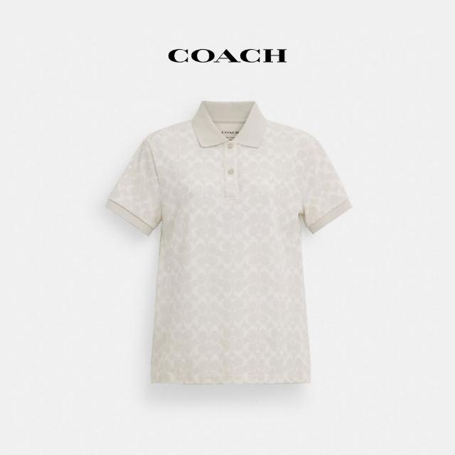 【COACH】蔻馳官方直營 經典Logo珠地布POLO衫-蒸汽色 混合色(CT398)