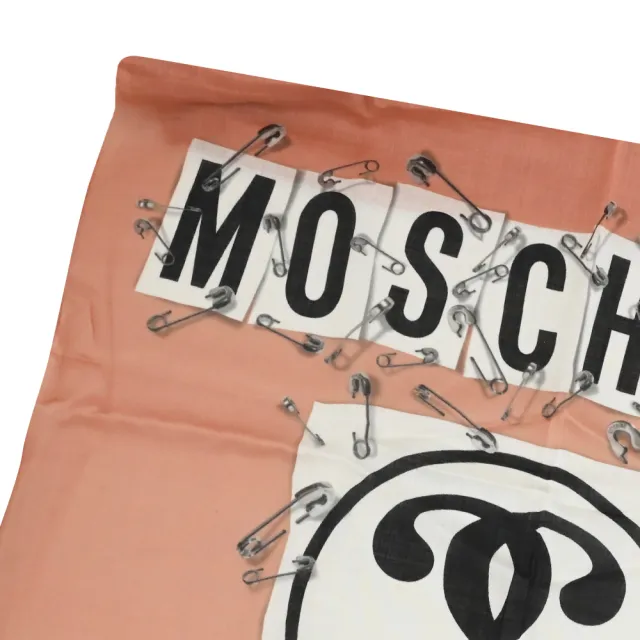 【MOSCHINO】經典LOGO喀什米爾羊毛混絲披肩領巾圍巾(粉)