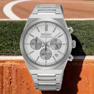 【SEIKO 精工】CS 橫條紋金屬光澤計時手錶-40mm 520禮物 送禮(SSB451P1/8T63-02F0S)
