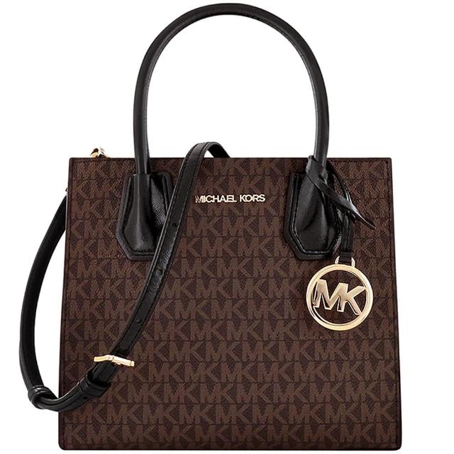【Michael Kors】Mercer LOGO PVC手提/斜背兩用包(巧克力色)
