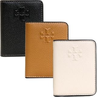 【TORY BURCH】THEA 經典縫線LOGO荔枝紋皮革名片夾(多色任選)