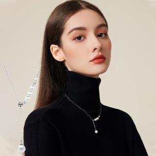【LEESA】天然珍珠項鍊\串珠項鍊\女項鍊\純銀項鍊\鉑金項鍊\玫瑰金項鍊\純銀飾品\珍珠項鍊\精品