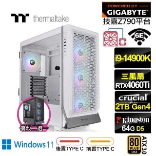 【技嘉平台】i9廿四核GeForce RTX 4060TI Win11{英雄K6ADW}水冷電競電腦(i9-14900K/Z790/64G/2TB/WIFI)