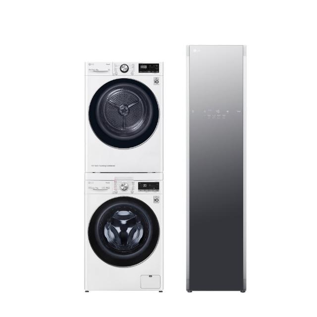 【LG 樂金】家電速配1310洗乾堆疊×電子衣櫥〔1+1超值組〕(WD-S13VCW+WR-100VW+E523MW)