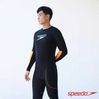 【SPEEDO】男 長袖防曬上衣Sunprotection(黑/白/橘)