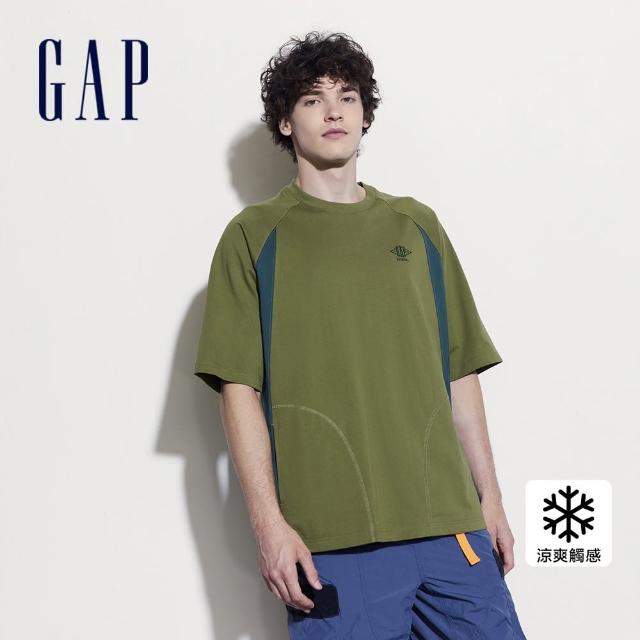 【GAP】男裝 Logo純棉圓領短袖T恤-綠色(463318)