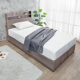 【柏蒂家居】派克3.5尺單人床組(附插座機能收納床頭片+厚款耐重六分木心板床底-六色可選)