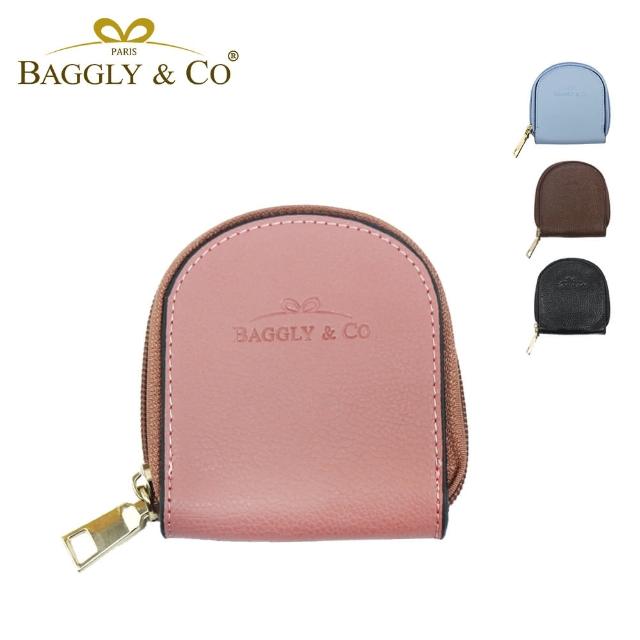 【BAGGLY&CO】真皮荔枝紋手工拉鍊馬鞍零錢包(多色)