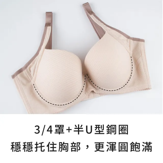 【玉如阿姨】無痕2件組A.B.C.D罩 活力甜心內衣※0422米+灰(無痕 集中 爆乳 舒適 托高 台灣製)