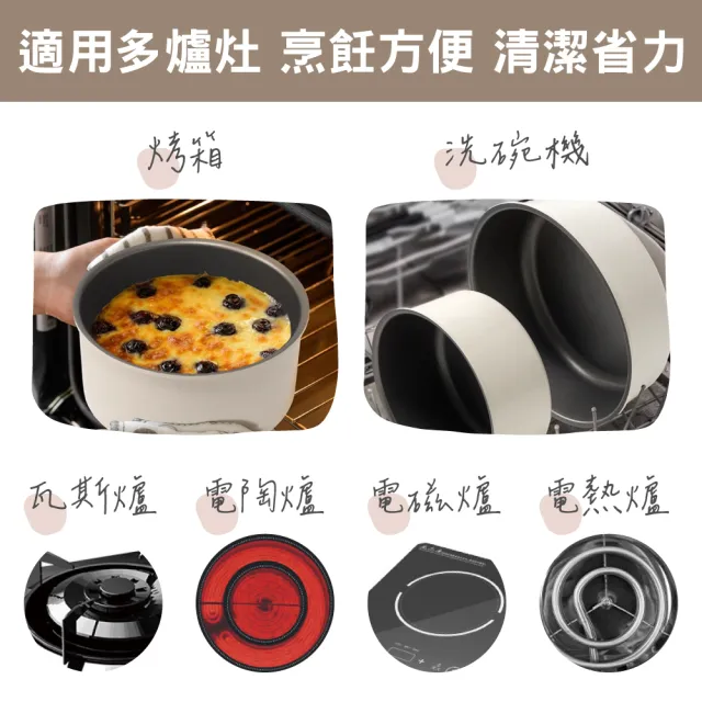 【KimsCook】附竹蒸籠★二代韓國白色陶瓷不沾鍋6件-加深煎炒鍋/湯鍋(可拆手把 洗碗機IH電磁爐NEOFLAMFIKA)