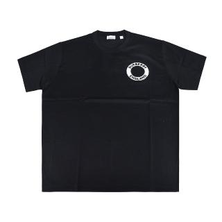 【BURBERRY 巴寶莉】BURBERRY毛巾布圓標LOGO純棉寬鬆短T(男款/黑)