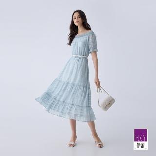 【ILEY 伊蕾】浪漫飄逸緹花雪紡洋裝(淺藍色；M-XL；1242027132)