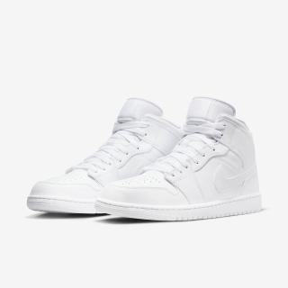 【NIKE 耐吉】AIR JORDAN 1 MID 全白 中筒 男鞋(554724-136)