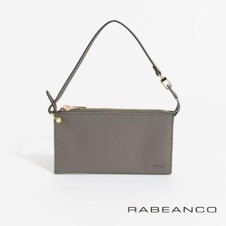 【RABEANCO】頂級荔枝紋牛皮手拿包長夾(暖灰)