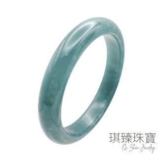 【琪臻珠寶】天然A貨翡翠糯種藍水平安鐲(18-20圍手鐲 大手圍首選 年中慶618限定)