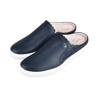 【KATE SPADE】Kate Spade ANDI桃心LOGO牛皮懶人鞋(深藍)