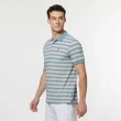 【NAUTICA】男裝 休閒撞色條紋短袖POLO衫(藍粉色)