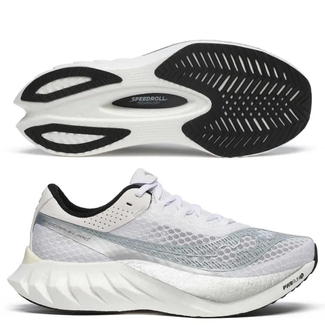 【SAUCONY 索康尼】ENDORPHIN PRO 4 男款 碳纖維板 路跑鞋(S20939-201-222 白銀 深藍黃 競速 厚底 馬拉松)