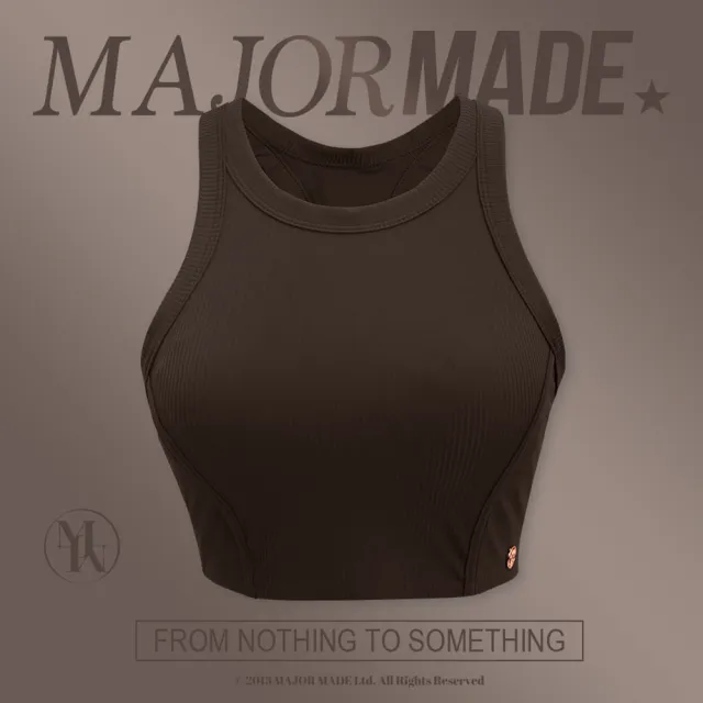 【MAJOR MADE】雙線削肩金屬牌Bra top(Bra top/背心/無袖)