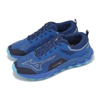 【MIZUNO 美津濃】越野跑鞋 Wave Ibuki 4 GTX 男鞋 藍 黑 防水 輪胎大底 運動鞋 美津濃(J1GJ2259-11)