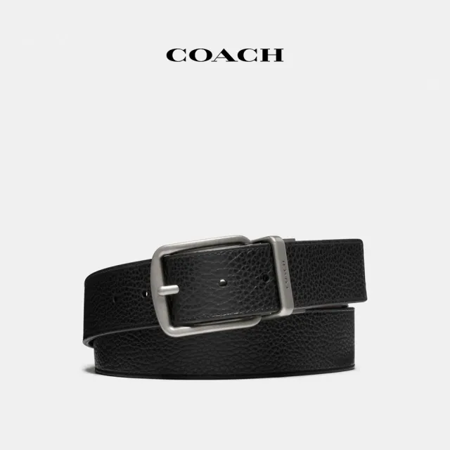 【COACH蔻馳官方直營】HARNESS針扣可裁剪雙面腰帶38MM-黑色/深褐色(CQ023)