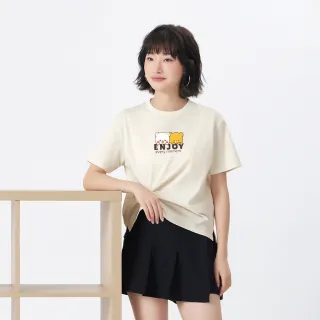 【GIORDANO 佐丹奴】女裝印花短袖上衣 Milkmochabear聯名系列(01 本白)