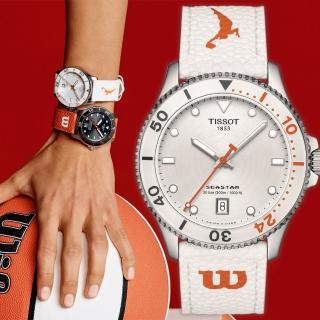 【TISSOT 天梭 官方授權】Seastar Wilson WNBA 石英手錶-40mm 加贈橘色錶帶 畢業禮物 送禮(T1204101701100)