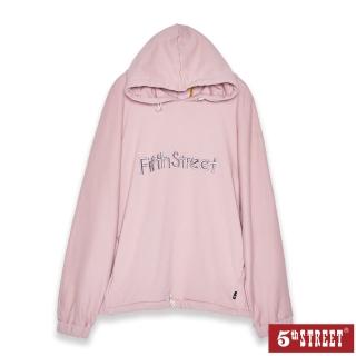 【5th STREET】女裝立體繡花長袖帽T-粉紅
