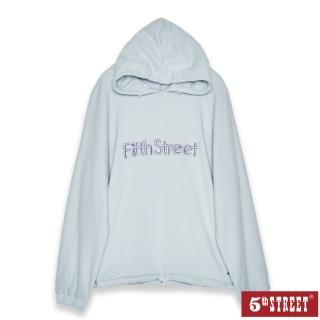 【5th STREET】女裝立體繡花長袖帽T-灰色