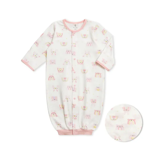 【奇哥】Chic a Bon 嬰幼童裝 彩虹兔長袍妙妙裝/連身衣-鋅纖維布(3-12個月)