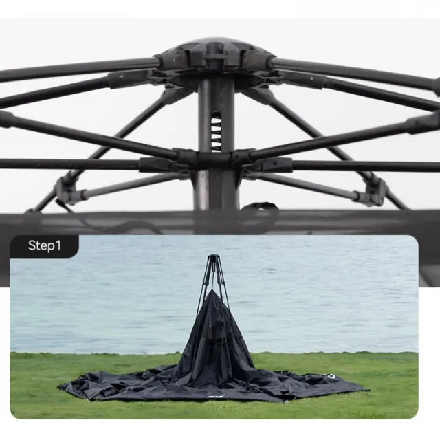 【May shop】Blackdog黑狗戶外六角形全自動速開露營帳篷(迅速收開帳)