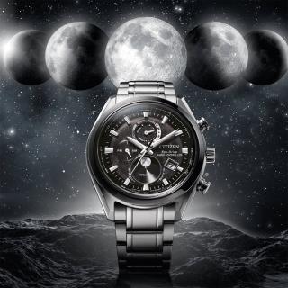 【CITIZEN 星辰】月相 超級鈦 光動能電波萬年曆手錶 母親節 禮物 男錶(BY1018-80E)
