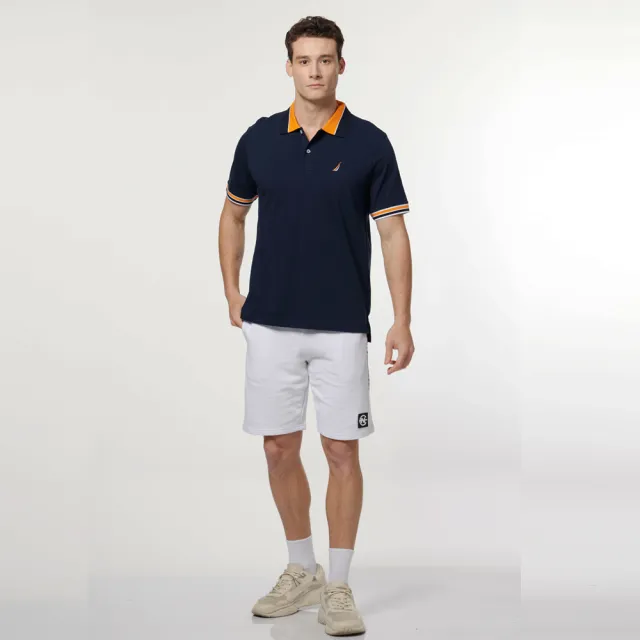 【NAUTICA】男裝 時尚跳色短袖POLO衫(藍色)