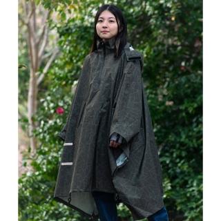 【KIU】日本 機車/自行車雨衣斗篷 附收納袋 男女適用(203272 夜光裂紋-軍綠)