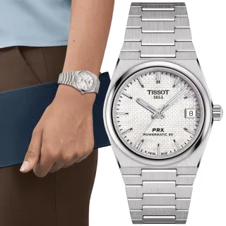 【TISSOT 天梭】PRX 珍珠母貝 酒桶形機械腕錶 618 週年慶 推薦(T1372071111100)