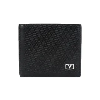 【Valentino Rudy 范倫鐵諾.路迪】菱格紋 5卡 1窗格 皮夾/男夾/短夾(黑色)